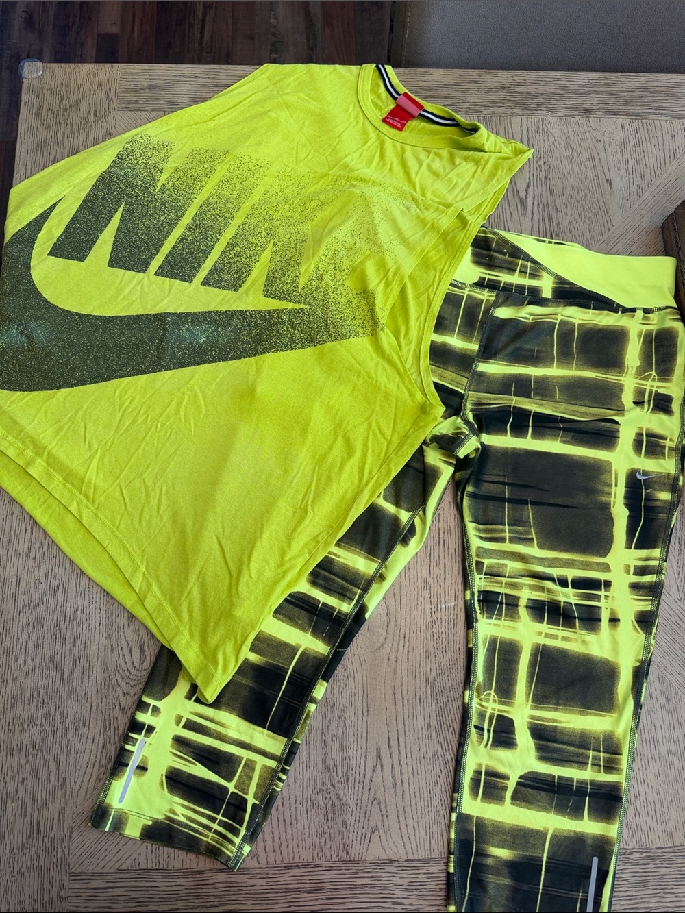 Nike Neon Yellow & Black Active Tank with Matching Nike Running Leggings